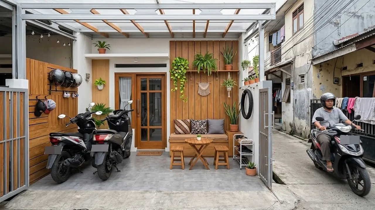 Desain Teras Rumah Gang Sempit agar Motor Tetangga Tetap Bisa Lewat
