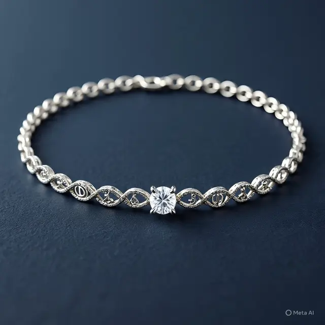 Gelang Emas Putih White Diamond Islami (Created by Meta AI)
