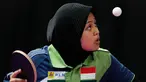Atlet tenis meja putri Indonesia, Novita Oktariyani saat berhadapan dengan Mai Hoang My Trang dari Vietnam pada SEA Games 2017 di Kuala Lumpur, Malaysia, Jumat, (25/8). (AP Photo / Vincent Thian)