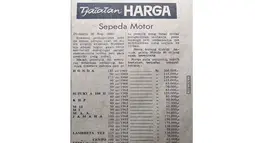Kira-kira motor apa yang mau dibeli? Dengan budget satu motor sekarang bisa untuk membeli semua motor di list harga medio akhir 1960an tersebut. (Source: 1cak.com)