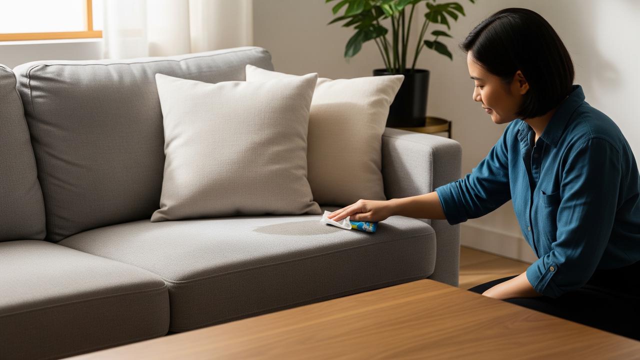Membersihkan Noda  Sofa dengan Tisu Basah