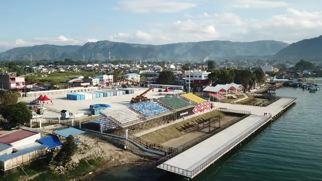 Kementerian PUPR telah menyelesaikan pembangunan venue Kejuaraan Dunia Perahu Motor Formula 1 atau dikenal dengan F1 Motorboat Danau Toba di Sumatera Utara. (Dok Kementerian PUPR)