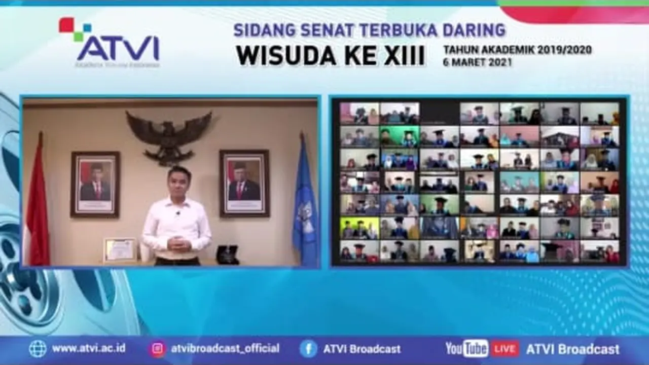 Sidang Senat Terbuka Wisuda XIII Akademi Televisi Indonesia (ATVI) dilakukan secara daring