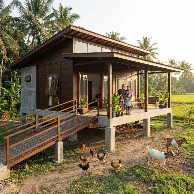 Rumah Tipe Panggung Modern (Gemini AI)