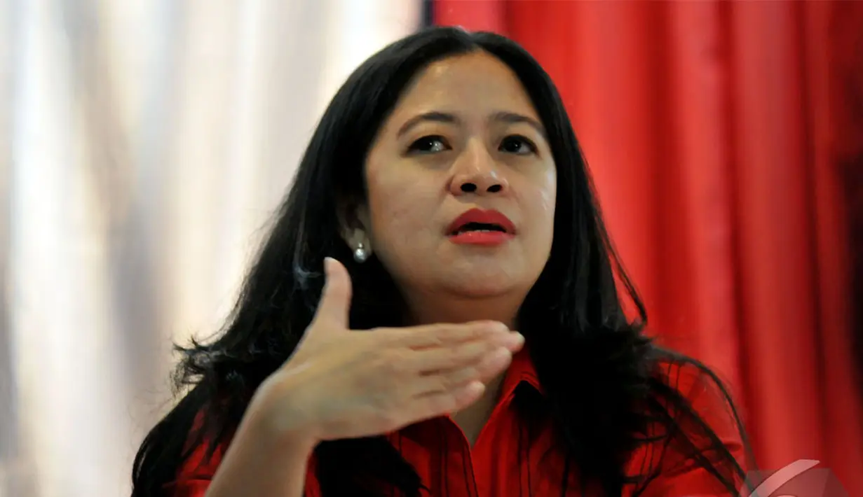 Ketua Badan Pemenangan Pemilu (Bappilu) PDIP Puan Maharani tanggapi video JK yang beredar di masyarakat (Liputan6.com/Johan Tallo).