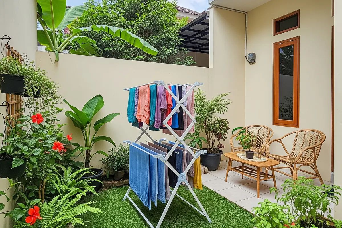 9 Ide Halaman Belakang Multifungsi Tempat Jemur Tetap Cantik, Area Efisien