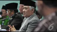 Usai rapat, Ketua Umum MUI Din Syamsuddin mengatakan bahwa gerakan ISIS merupakan gerakan yang bertentangan dengan prinsip ajaran Islam , Jakarta, Kamis (7/8/2014) (Liputan6.com/Johan Tallo)