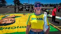 Suporter Brasil sudah ramai di New York New Jersey Stadium enam jam sebelum pertandingan pertama Brasil di Piala Dunia 2026 pada Minggu (14/06/2026) dini hari WIB. (Bola.com/Hery Kurniawan)