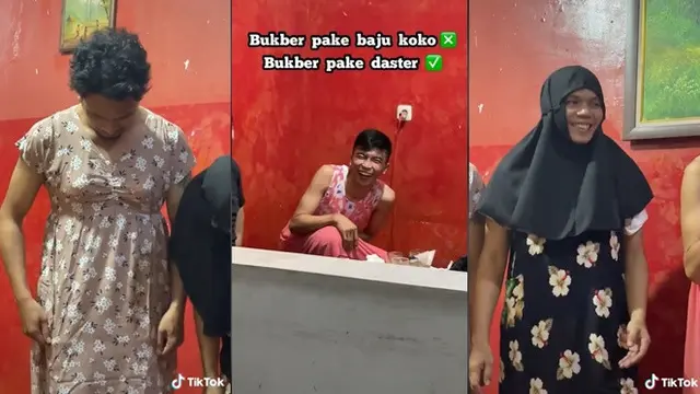 Bapak-Bapak Ini Kompak Pakai Daster di Acara Bukber, Aksinya Bikin Ngakak