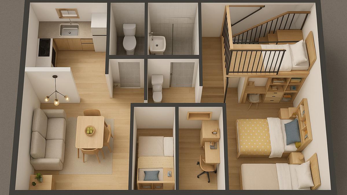 13 Contoh Rumah Kecil 7x12 dengan Garasi dan Taman Belakang, Asri &amp; Fungsional