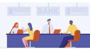 Ilustrasi bank, karyawan bank. (Image by Freepik)