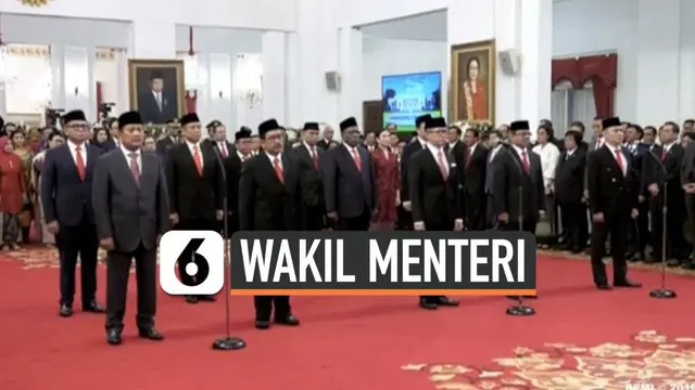 Presiden Joko Widodo atau Jokowi resmi melantik 12 wakil meteri (Wamen) Kabinet Indonesia Maju di Istana Kepresidenan, Jakarta Pusat, Jumat (25/10/2019). Pelantikan dilakukan pukul 14.05 WIB.