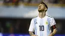 3. Lionel Messi - La Pulga pernah mengumumkan pensiun dari Timnas Argentina setelah kalah dari Chile di final Copa America 2016. Namun tidak berselang lama, Messi meralat keputusannya dan kembali memperkuat Argentina di Piala Dunia 2018. (AFP/Eitan Abramovich)
