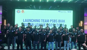 PSBS Biak menggelar launching tim dan jersey di Griya Persada Convention Hotel dan Resort Kaliurang, Sleman, Kamis (31/7/2025) malam WIB. (Bola.com/Ana Dewi)