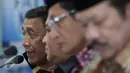 Menko Polhukam Wiranto saat memberikan keterangan pers terkait Rapat Pleno ke-14 Dewan Pertimbang MUI bertajuk ‘Kerjasama Ulama-Umara untuk Kemajuan Bangsa’, Jakarta, Rabu (18/1) (Liputan6.com/JohanTallo)