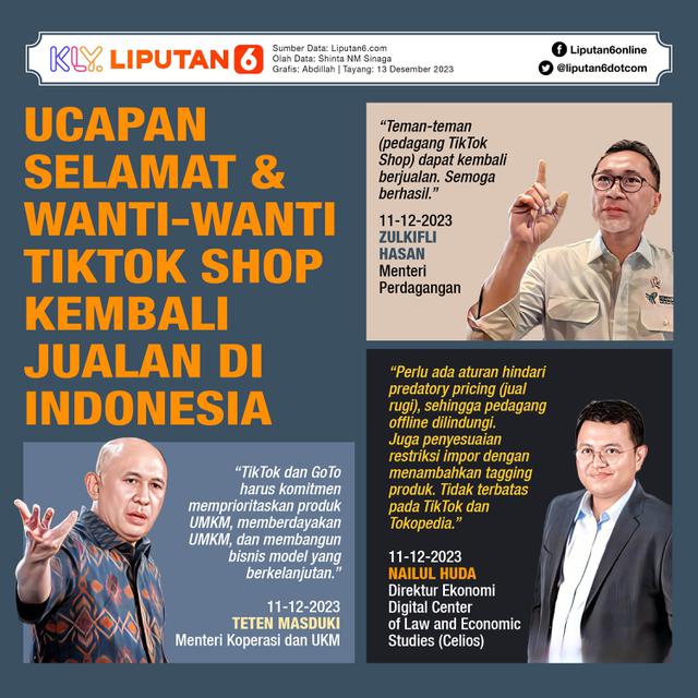 Infografis Ucapan Selamat & Wanti-Wanti TikTok Shop Kembali Jualan di Indonesia