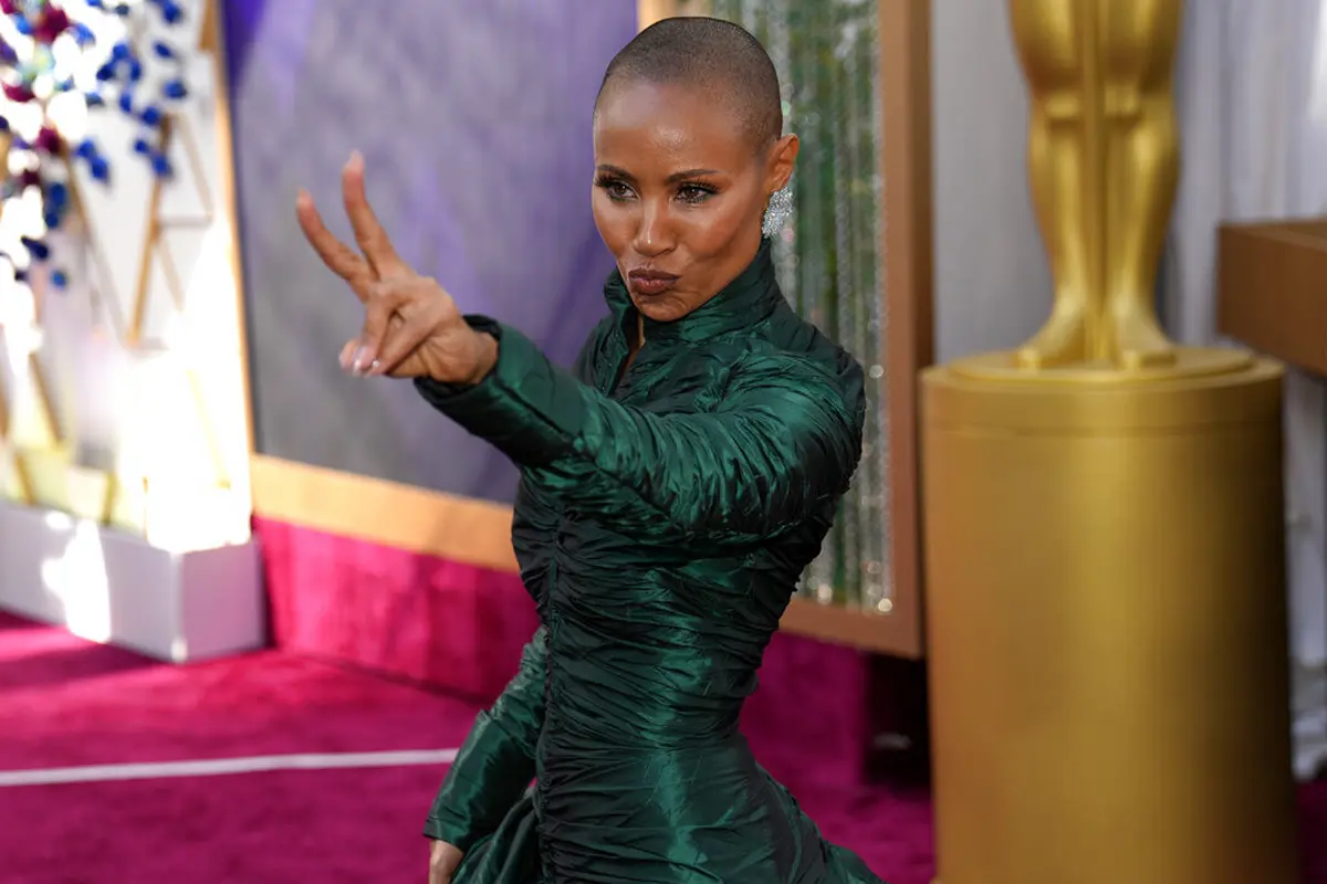 Jada Pinkett Smith, istri Will Smith di Piala Oscar 2022. (AP Photo/John Locher)