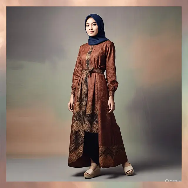 Gamis Brokat Coklat Mahogany. (Liputan6.com/MetaAI)