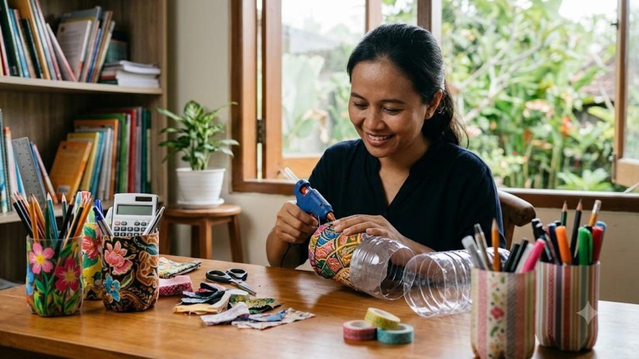 Trik Memanfaatkan Botol Plastik Bekas untuk Penyimpanan Rumah (AI Generated)