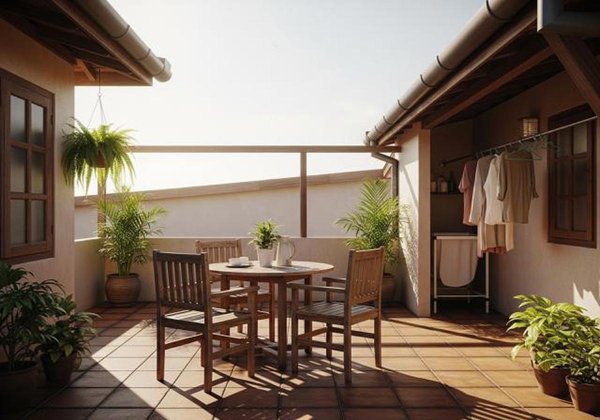 Rooftop Santai Bergaya Vintage/Desain Rumah Sederhana di Desa Tapi Punya Rooftop Buat Jemur dan Santai Sore (Sumber: gemini.com)