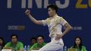 Atlet wushu Indonesia, Edgar Xavier, beraksi pada SEA Games 2019 cabang wushu nomor Taoulu Chanquan di World Trade Center, Manila, Minggu (1/12). Mendapat nilai 9,59, dirinya gagal meraih medali. (Bola.com/M Iqbal Ichsan)