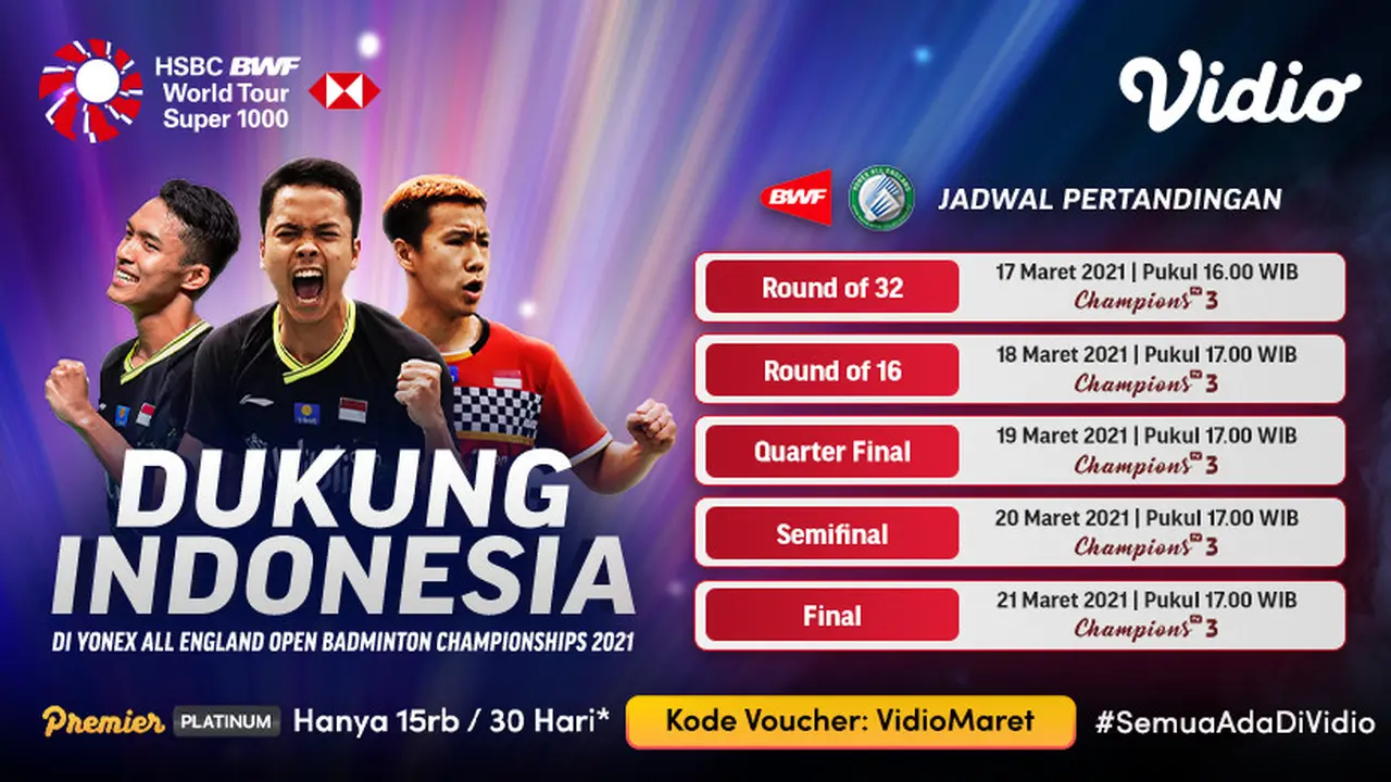 Jadwal All England di Vidio
