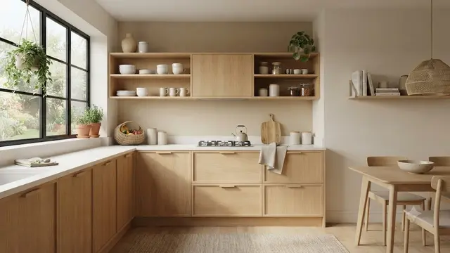 Inspirasi Dapur Japandi dengan Dominasi Warna Natural