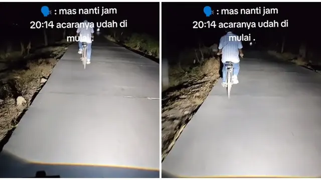 Viral Aksi Pria Beri Penerangan Bapak-Bapak Naik Sepeda di Jalan Gelap, Tuai Pujian