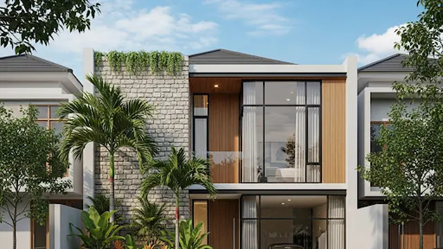 Desain Rumah Kontemporer dengan Garasi Tertutup Kaca