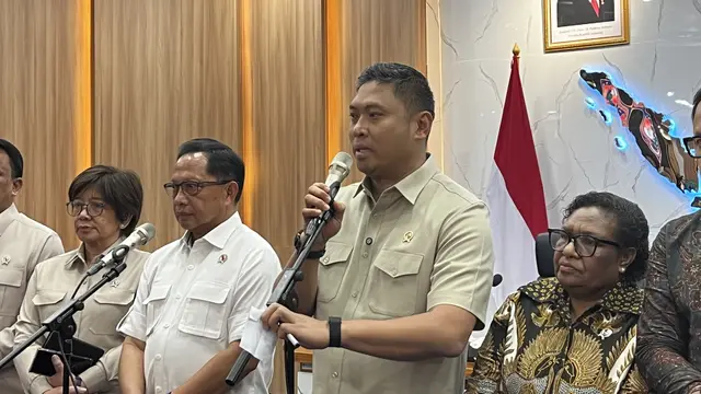 Kepala Badan Gizi Nasional (BGN) Sudaryono di Kantor Pusat Kemendagri, Jakarta, Kamis (13/8/2026). (Liputan6.com/Winda Nelfira)