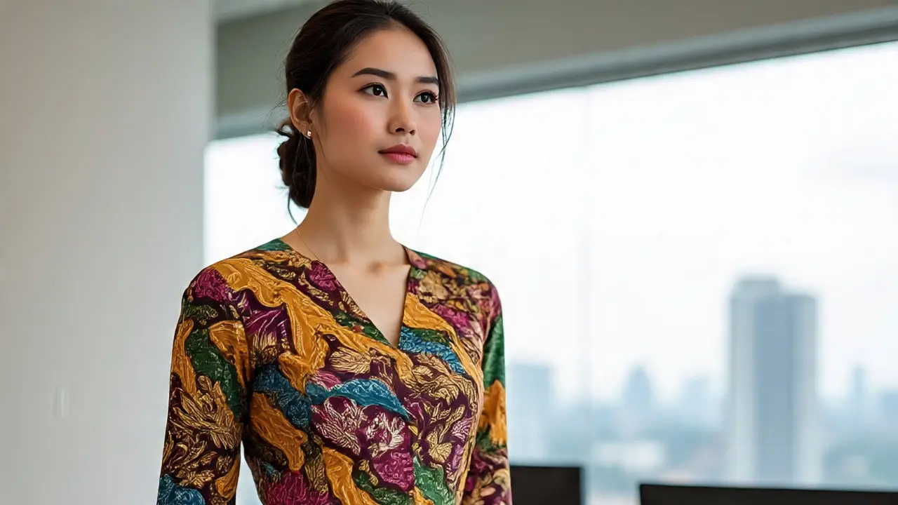 Batik Lengan Lonceng Dua Tingkat Modern untuk Kerja