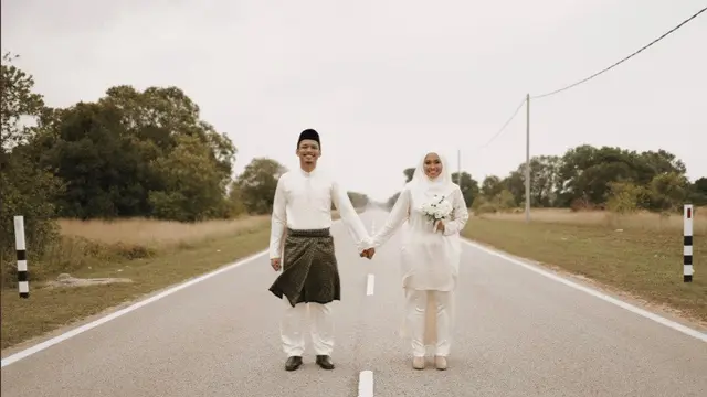 pengantin foto di tengah jalan