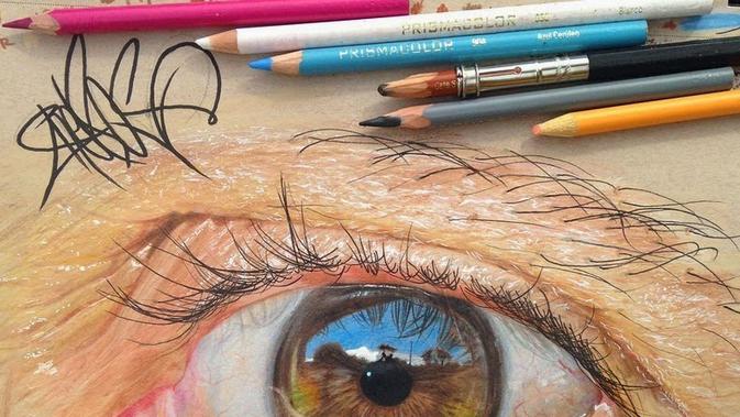 5 Lukisan Mata Terlihat Nyata dari Pensil Warna Global 