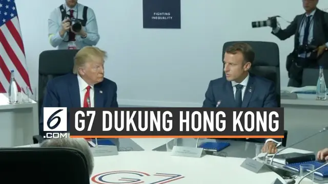Pertemuan G7 yang berlangsung di Prancis hinga Senin 26 Agustus, menghasilkan dukungan dari para pemimpin yang hadir agar Hong Kong tetap otonom sesuai perjanjian 1984, antara Inggris dan China.