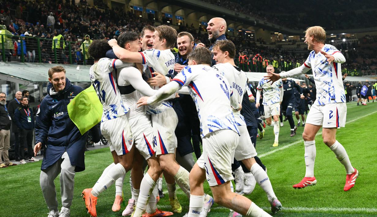 Ini menjadi kelolosan pertama untuk Norwegia sejak 1998, atau yang keempat kalinya secara total. (AFP/Alberto Pizzoli)