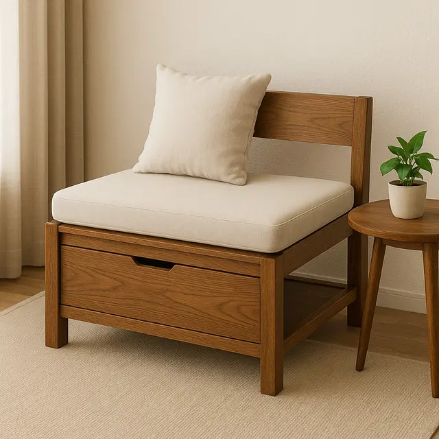 Kursi Kayu dengan Storage Bawah (Foto: ChatGPT)