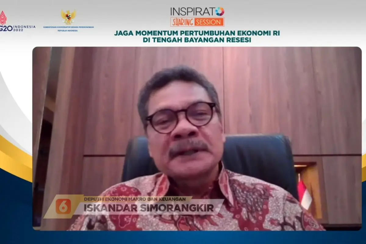 Deputi I Ekonomi Makro dan Keuangan Kemenko Perekonomian Iskandar Simorangkir dalam Inspirato Sharing Session Liputan6.com bertajuk 'Jaga Momentum Pertumbuhan Ekonomi RI di Tengah Bayangan Resesi', Jumat (18/11/2022).