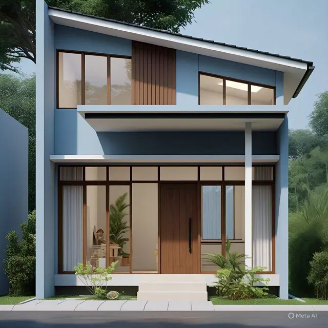 Rekomendasi Warna Cat Rumah Dua Lantai Minimalis. Foto: Meta AI