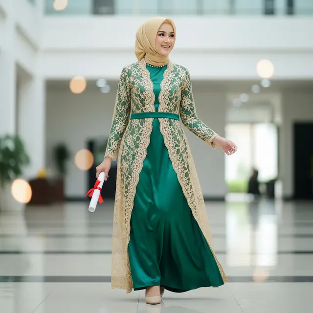 9 Model Gamis Kebaya Muslim untuk Wisuda Terbaru, Tampil Anggun di Hari Bahagia
