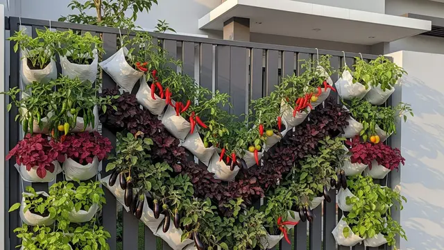 Ide Kebun Sayur Pakai Polybag Gantung di Pagar Rumah