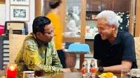 Calon wakil presiden (cawapres) nomor urut 3, Mahfud MD mengunggah foto di akun instagram pribadinya @mohmahfudmd yang tengah makan bersama capres nomor urut 3, Ganjar Pranowo. (Dok. Instagram @mohmahfudmd)