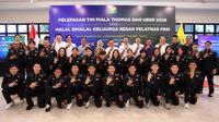 Acara pelepasan tim bulutangkis Indonesia yang akan tampil di Piala Thomas dan Uber 2026. Acara pelepasan digelar di Pelatnas Cipayung, Jakarta Timur, Rabu (15/4/2026). (PBSI)
