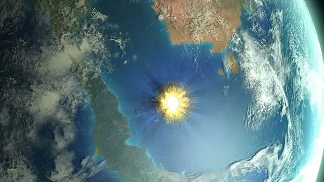 Ilustrasi kawah Chicxulub, bukti asteroid pernah jatuh ke bumi (Mark Garlick/ Science Photo Library/AFP Photo)