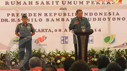 Presiden Susilo Bambang Yudhoyono meresmikan Rumah Sakit Umum Pekerja Kawasan Berikat Nusantara di Cilincing, Jakarta Utara, Selasa (8/4/2014) (Liputan6.com/Herman Zakharia).