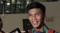 Pemain Timnas Indonesia U-16, Sutan Zico, tiba di Bandara Soekarno Hatta, Tangerang, Kamis (15/3/2018). Timnas Indonesia berhasil menjuarai turnamen Jenesys di Jepang. (Bola.com/M Iqbal Ichsan)