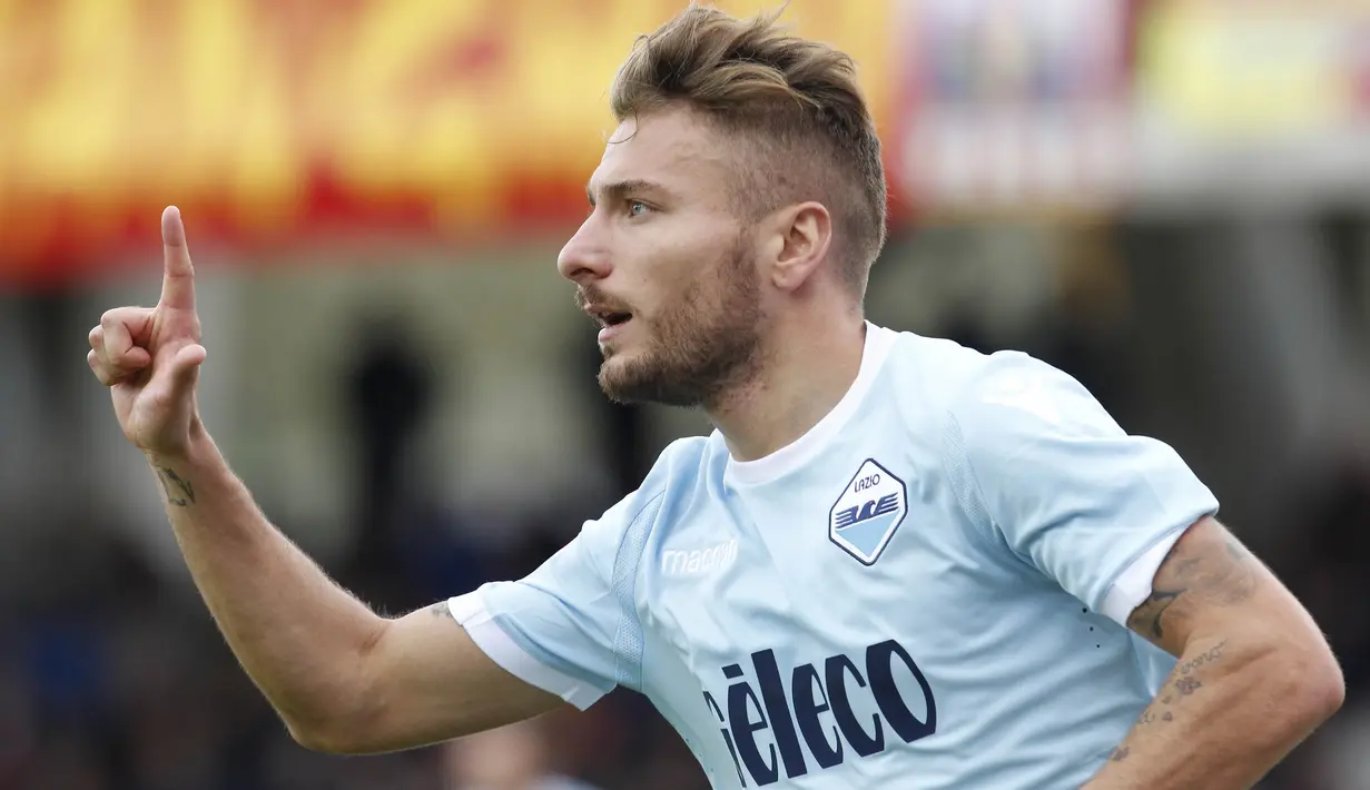 Sedangkan di Benua Biru, Ciro Immobile mengalahkan Lionel Messi (25 gol), Robert Lewandowski (34 gol) dan Jamie Vardy (23 gol) (AFP/Carlo Hermann)