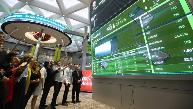 Superbank Resmi Melantai di Bursa Efek Indonesia, hari pertama saham melonjok. [Budy Santoso]