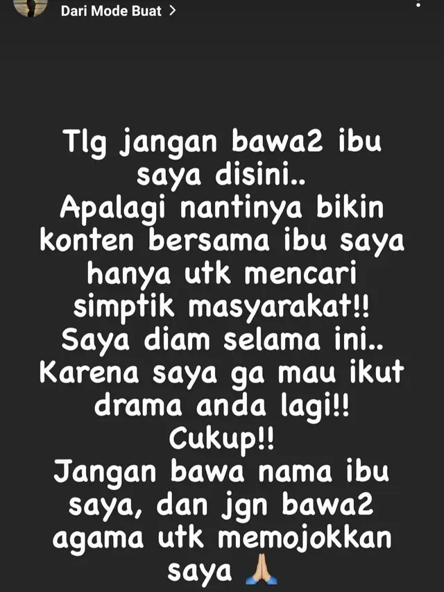 Unggahan Kalina Oktarani. (Foto: Instagram @kalinaocktaranny)