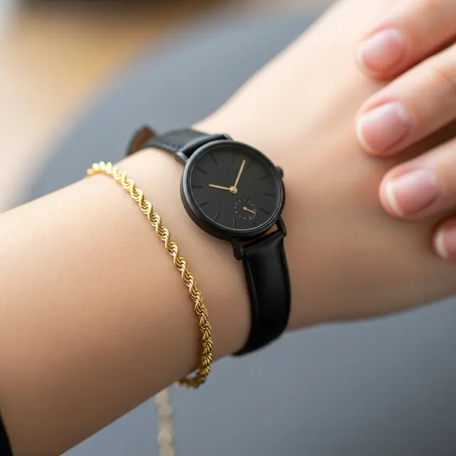 9 Model Gelang Emas Gram Kecil yang Cocok dengan Jam Tangan Hitam, Tampil Modern