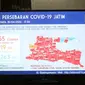 Peta persebaran Corona COVID-19 di Jawa Timur pada Sabtu, 18 April 2020. (Foto: Liputan6.com/Dian Kurniawan)